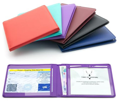 CKB LTD Étui de protection pour permis de stationnement pour personne handicapée en cuir synthétique souple avec porte-badge de voiture, violet