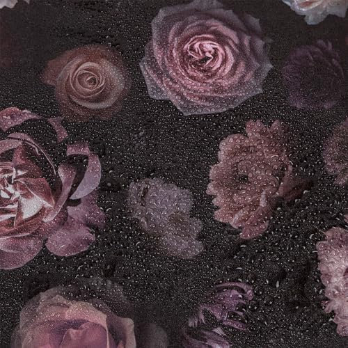 Hode Self Adhesive Wallpaper Patterned 44x300cm, Sticky Back Vinyl Wrap Roll, Sticky Back Wallpaper, Dark Pink Roses, Vinyl Wrap Waterproof for Cupboards Shelves Cabinets Furniture