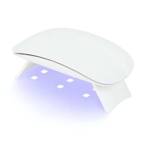 Madenia Mini lampada UV LED Unghie, 6W USB Portatile Lampada Unghie, Mini Lampada UV con 60s Timer, Fornetto Unghie Semipermanente per Smalto Gel, Shellact per Principianti (Bianco)