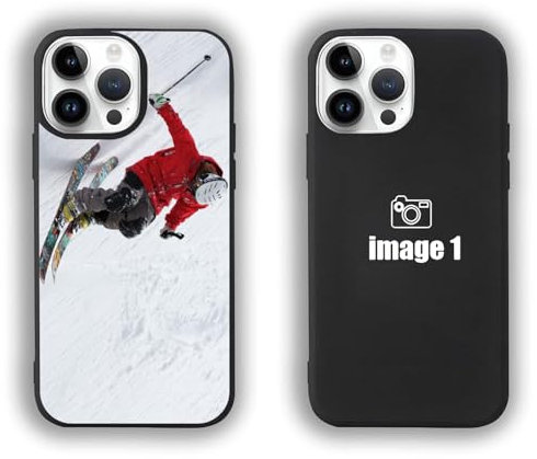 Baisongye Phone Case, Clear Custom Collage Photo Text Name, 1 Photo (Black), Anti-Slip, Drop Protection, Compatible with iPhone 11/12/13/14/15 Pro Max X/XR/XS, Silicone Grip Case