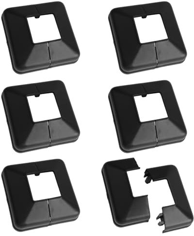 UFURMATE Copertura per base per palo, 6 pezzi, 40 x 40 mm, in plastica, decorativa, divisa, copertura per ringhiera quadrata, per scale, corrimano, recinzione, (nero)