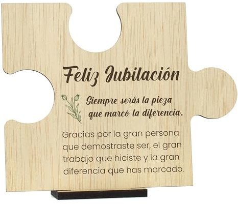 CONTRAXT Tarjeta regalo Feliz Jubilación en madera. Regalos jubilación originales dedicatoria compañeros trabajo jefes amigos profesor maestra jubilado hombre mujer (Jubilación)