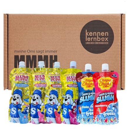 Kennenlernbox 6er Slush Box | 4 x Slush Puppies und 2 x Chupa Chups Slush | 6 verschiedene Sorten