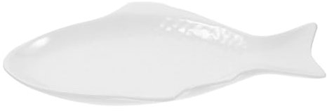 PRETYZOOM 11in White Ceramic Fish Serving Dish Creative Fish Shape Plate Dinnerware for Restaurant and Home Unique Tableware