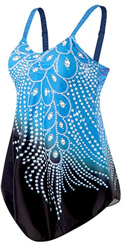 Two Piece Tankini Swimsuit for Women High Neck Tankini Top with Bikini Bottom Tummy Control Bathing Suits Beachwear (C-Light Blue, XL)
