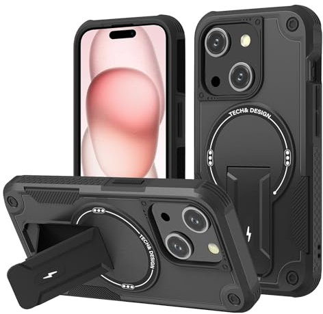 DIMIYER Panzerhülle für iPhone 15 - Heavy Duty Schutzhülle mit Ständer, Militärischer Robust Stoßfest Handyhülle für iPhone 15 Case, 6,1 Zoll