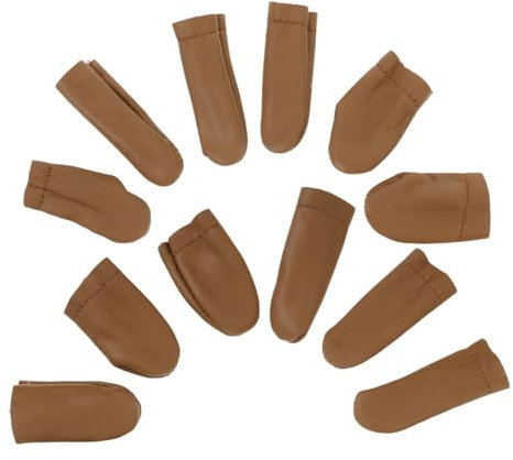Hoement 12stücke Tragbare Lederfingerlinge Praktischer Fingerschutz Für Nähen Und Stricken Zufällige Farben