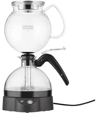 Bodum ePebo Vacuum Coffee Maker 34 Oz, BPA Free Tritan Plastic Carafe, High Heat Borosilicate Glass Funnel with Temperature Control