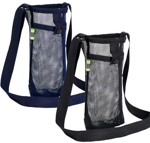 2 Stück Mesh Wasserflaschenhalter, Wasserflaschenhalter mit Verstellbarem Schultergurt, Outdoor Tragbarer Trinkflaschenhalter, Flaschentasche zum Umhängen, Flaschenhalter für Sport, Wandern, Camping