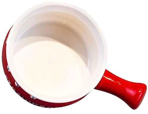 TOPBATHY Rot Keramikschüssel 500ml mit Henkel, Tiefe Suppenschüssel