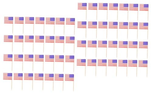Amosfun 400 Piezas de palillo de de Estados Unidos de de Estados Unidos decoración Fiesta American Flag Happy Birthday Decoracion Adorno de Pastel