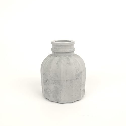 Handworkz | Wazo - mini Vase vieleckig aus Beton | wasserdicht | für frische Blumen oder Trockenblumen nutzbar | auch als Kerzenständer für Stabkerzen geeignet | Made in Germany (Grau)