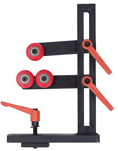 LOCADENCE Wood Lathe Steady Rest, L Shape Height Adjustable Cast Iron Woodworking Steady Rest, Woodworking Lathe Center Frame with Three Metal Fixing Wheels