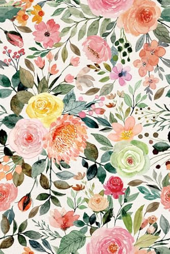SOEWIOU Wallpaper Peel and Stick Wallpaper Pink and Green Watercolor Floral Wallpaper,44.5×300cm Bedroom Livinroom Cabinet Bathroom Waterproof Self Adhesive Vinyl Wallpaper