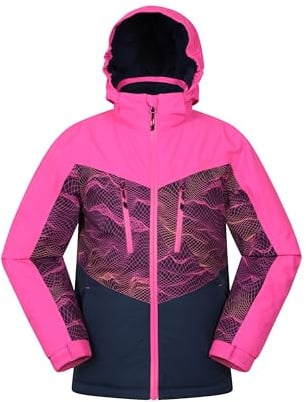 Mountain Warehouse Storm II Kids Printed Extreme Ski Jacket - Taped Seams, Breathable with Detachable Hood, Boys & Girls - Best for Autumn Winter, Sports & Outdoors
