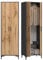 KUBUTKU Kleiderschrank Garderobenschrank mit ausziehbarer Kleiderstange und einem Einlegeboden, Schrank für Flur Schlafzimmer Ankleide 192x60x35cm Grafit/Eiche Wotan