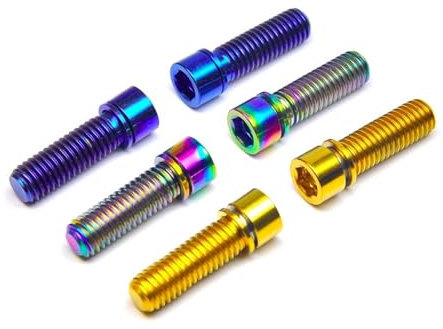 Generic 6Pcs M5 M6 M7 M8*16/20mm Titanium Ti Stem Bolts Screws Fastener With Washer For Bicycle Stem Caliper Brake Scooter(Rainbow,M5x16mm)
