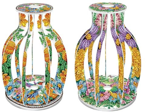 CXINLky Diamond Art Painting Blumenvase, Kreativ Diamond Art Mandala Reagenzgläser mit Bürste, Reagenzglas Vase für Hydrokultur Pflanzen, Tisch Hause Büro Wohnzimmer Deko-2 Stuck-C
