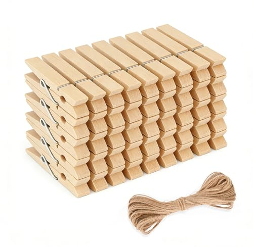jijAcraft 7.2CM Wooden Pegs 50PCS: Clothes Pegs for Washing Line | Wooden Washing Peg, Strong Laundry Peg for Arts and DIY Crafts, Hanging Photo, Socks, Baby Clothes, Outdoor Indoor