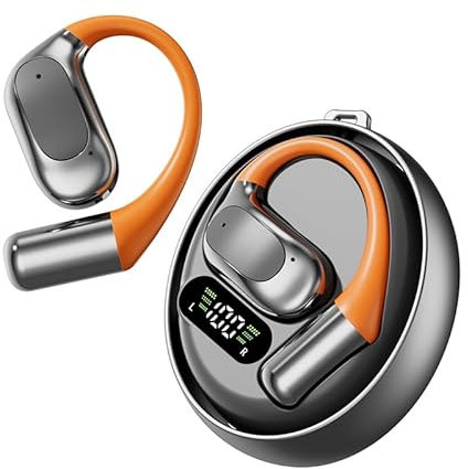 Xlorehinory Open Ear Earbuds,Earhook Lcd Color Screen Headset,Xlorehinory True Powerful Bluetooth 5.4 Open Ear Earbuds,Ipx5 Waterproof for Running And Workouts (Black)