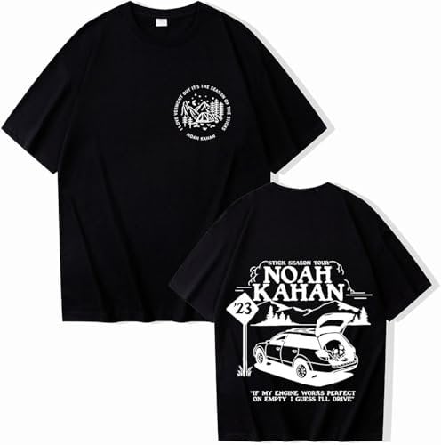 Cotton T-Shirt Noah Kahan Album Print T-Shirt Men's Hip-hop Fashion Oversized Pullover Short Sleeve Unisex Street Sports Tee XS-3XL-Black||l