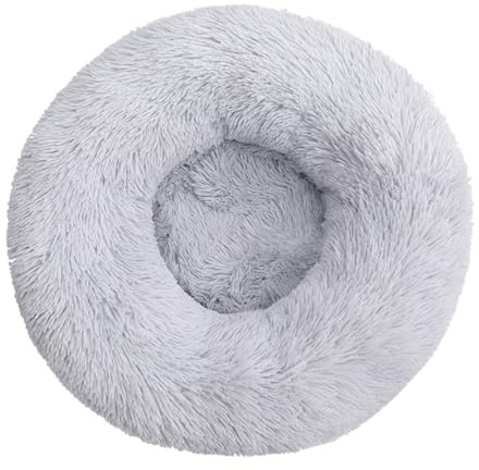 Rozhuhro Katzenbett Hundebett Sofa Donut-Zwinger, warmes rundes Haustierbett Plüsch, weiche beruhigende Betten mit Rutschfester Unterseite, für Welpen Kätzchen kleine Haustiere,Dark Gray,60CM