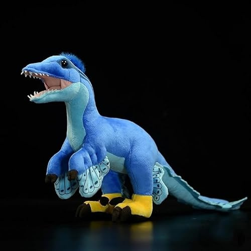 HCGX 17,7 lebensechtes blaues Velociraptor-Stofftier, weiches Plüsch-Dinosaurier-Spielzeug for Kinder, realistisches Wildtier-Spielzeug