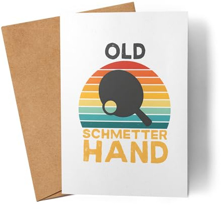 Lilavie-Design Old Schmetterhand Tischtennis Retro Spruch Karte Grußkarte Faltkarte