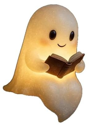 SWZEC Original Gartenstadl NachtGeist Niedliche Geister-Leselampe,Ghost Reading Book Lamp,3D-LED-Geister Statue Nachtlicht(Geist 21CM)