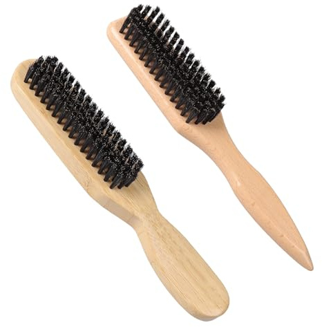 2 Stück Sleek Bürste,Wildschweinborsten Bürste,Weiche Naturborsten Sleek Bun Haarbürste,Sleeks Zopf Boar Bristle Brush,Borsten Bartkamm für Friseur Männer Dame Baby Kind,für Haar und Bart Styling