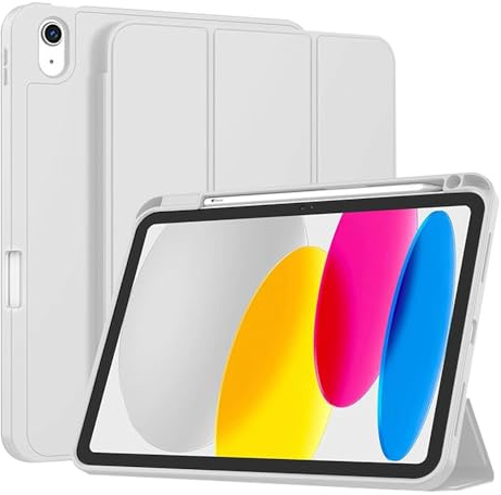 Techsuit für iPad 10 2022 und iPad 11 2025 Hülle mit Stifthalter, Dreifach Ständer, Schlankem Design, Auto Sleep Wake, Präzisen Aussparungen, Flex Trifold Series, Grau