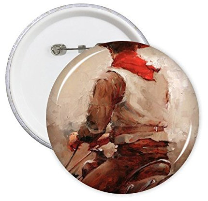 Carácter pintura al óleo hombre vaquero caballo arte ilustración patrón alfileres redondos insignia botón decoración de ropa regalo 5 piezas, XL