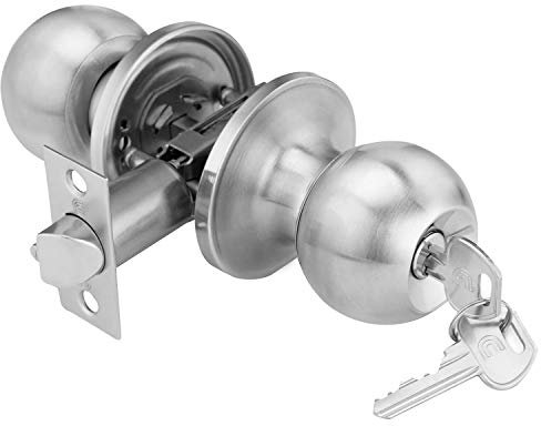 XFORT® Entrance Lock Set, Modern Design Door Lock with Key, Premium Quality Satin Chrome Lockable Door Handle with 3 Keys, Suitable for Any Door at Your Home, Office or Workplace.