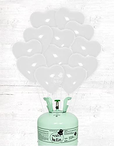 Bombona de Helio Mr. Helio + Globos corazón Blanco