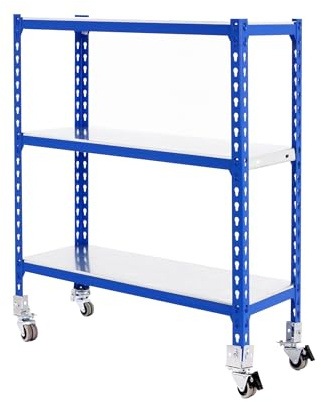 Simonrack Schwerlastregal, Lagerregal, 97,5x100x50 cm, Metallregal, Kellerregal, Biegestelle 75 kg, 3 Fachböden, Blau/Verzinkt - Simonclick
