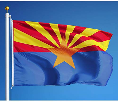 GORISE Arizona-Staatsflagge, 90 x 152 cm, amerikanische bestickte Flaggen, AZ Staatsflaggen, UV-geschützte Nylon-Flagge für den Außenbereich, Gartendekoration, Staatsbanner von Arizona