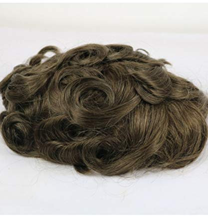 JKDKK Pelucas Lace Front Toupee French Lace Con Piel Pu Back Lace Cabello Humano Hombres Toupee Hair Replacement, 8X10,120% -7# Wave