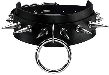 Manfnee Punk Goth Halsband Halsreif Spike Rivet circle choker Kreis Halsband Halskette Verstellbar Frauen Männer