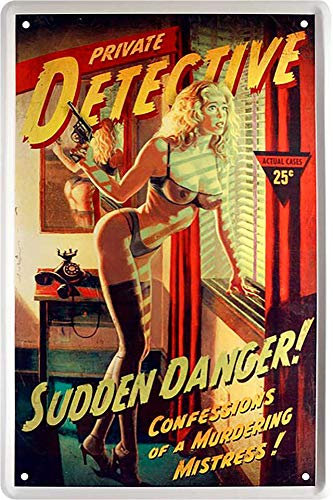 schilderkreis24 - Pin Up Pinup „Private Detective“ Hot Sexy Girl Lady Retro Reklame Werbeschild Deko Dekoration Metallschild Vintage 20x30 cm