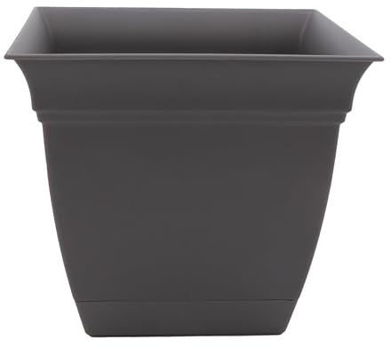 The HC Companies Eclipse Pot de Fleurs carré avec Soucoupe 15,2 cm – Pot de Fleurs d'intérieur et d'extérieur pour Fleurs, légumes et Herbes, Gris Chaud