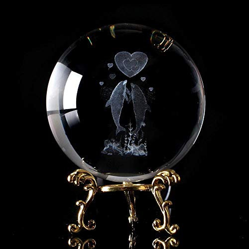 Fotokugel 8cm 3D-Lasergravierter Turm K9 Kristallkugel Globus Miniaturmodell Quarzglaskugel Kugel Dekoration Zubehör Geschenke Glaskugel Fotografie ( Color : With Golden Base , Size : 80mm )