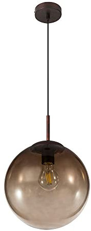 etc-shop Hänge Pendel Leuchte Glas Design Lampe Decken Kugel braun amber Wohn Zimmer Beleuchtung