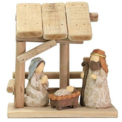 Traditionelle Krippe Weihnachtskrippe Figur Set Krippe Set Weihnachtskrippe Ornament Krippe Szene Weihnachten Desktop Ornament (16x8.5x17CM)