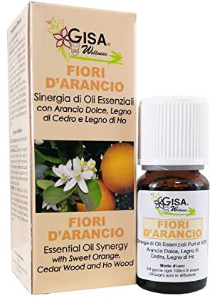 Gisa Wellness - Fiori D’Arancio - Sinergia Avvolgente con Oli Essenziali 100% Puri e Naturali di Arancio Dolce - 10ml - Diffusione per Aromaterapia - Made in Italy