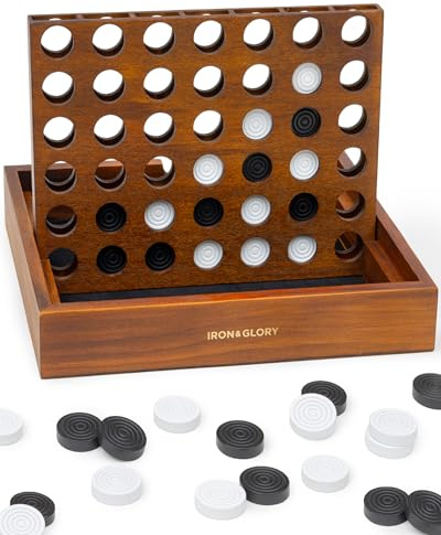 Iron & Glory Line Up Board Games | Luxury Strategy Board Game | Wooden Folding Board Games For Adults | Classic Family Games | Deluxe Sets & Games With Checkers Bag | Dad Gifts