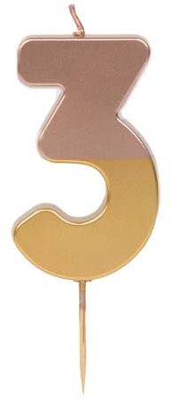 Talking Tables Rose Gold Number 3 Candle Premium Quality Pink Birthday Cake Topper Decoration for Kids, Adults, 30th Party, Anniversary, Milestone, ROSEGOLD3,8 cm