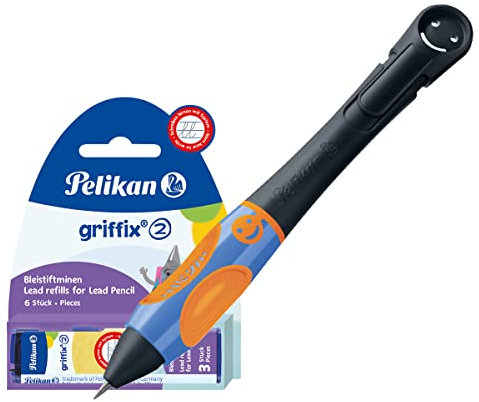 Pelikan griffix Bleistift für Rechtshänder, 1 Stück in Faltschachtel (NeonBlack, Bleistift + 6 Minen)