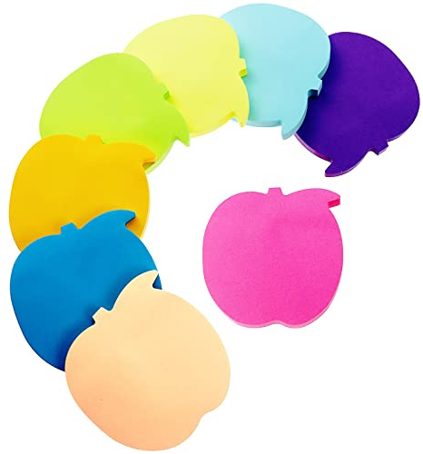 Sticky Notes, 560Sheets Apple Shape Self Sticky Notes Pad, 8 Colors Bright Post Stickies, Super Sticky Notes Pad, Colour Sticky Notes for Office Home School Meeting(76mmx76mm)