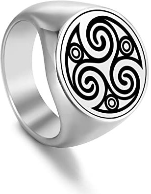 SIPURIS Keltischer Triskele-Ring für Damen und Herren, Triskelion, keltischer Spiralknoten, Siegelring, irische Dreifaltigkeit, Edelstahl, Hochzeitsringe, Schmuckgeschenk, 9, Edelstahl, Kein edelstein