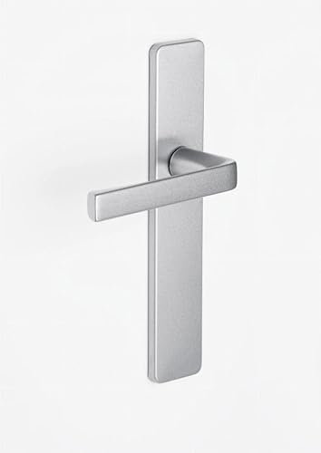 Vachette Set de Poignée de Porte sur Plaque KAZA - Version Bec de Cane pour Porte de Cuisine, Salon - Entraxe 165 mm - Matériau Aluminium Résistant - Garantie 10 Ans - Finition Argent